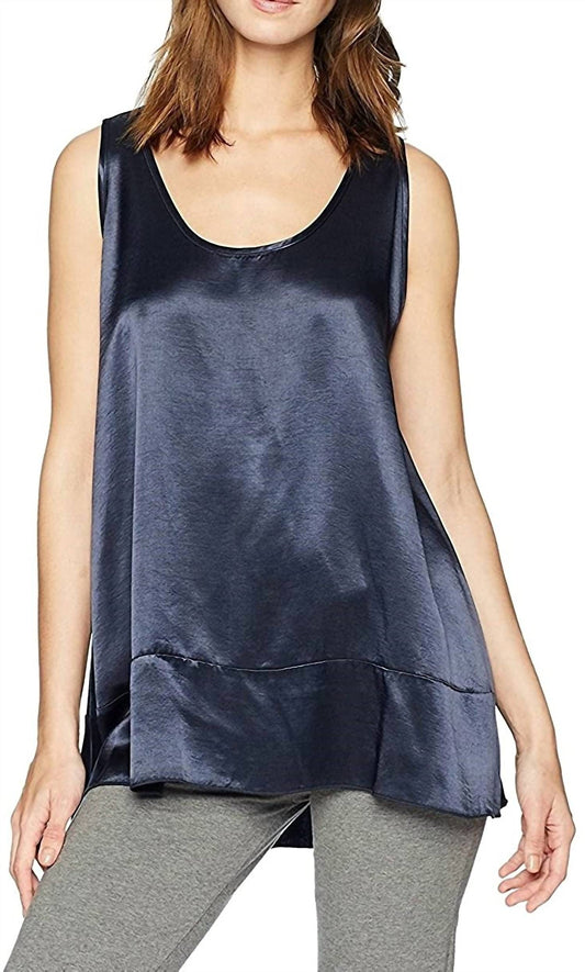 Natalie Satin Tank With Ruffle