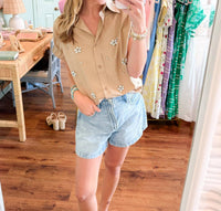 Karlie - Poplin Embellishment Top