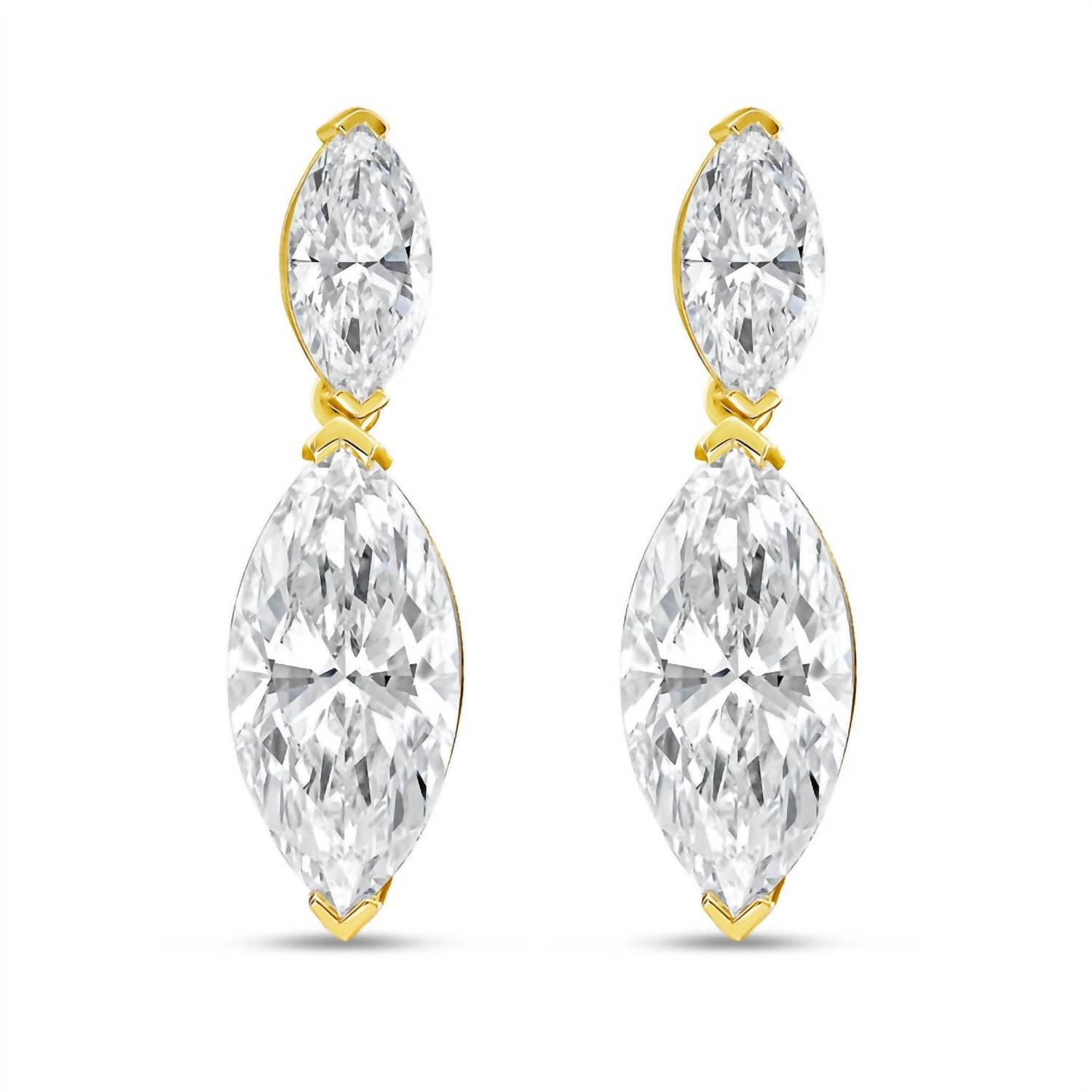Diana M Jewels - Lab-grown Marquise Diamond Drop Earrings - 12.00 Ct
