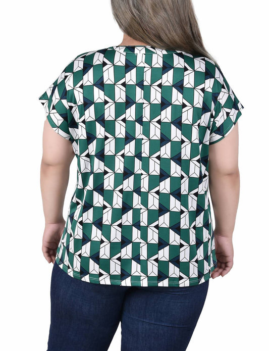 Ny Collection - Extended Sleeve Top With Grommets - Plus