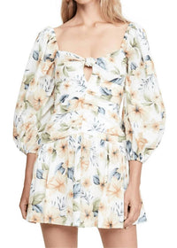 Avantlook - Puff Sleeve Pleated Mini Dress