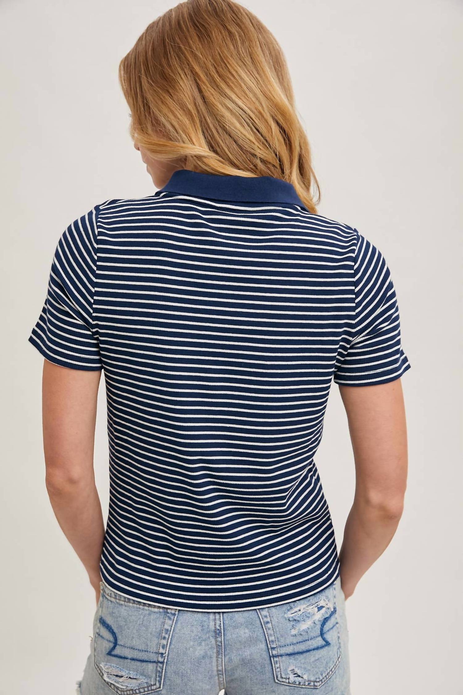 Bluivy - Short Sleeve Stripe Polo Shirt