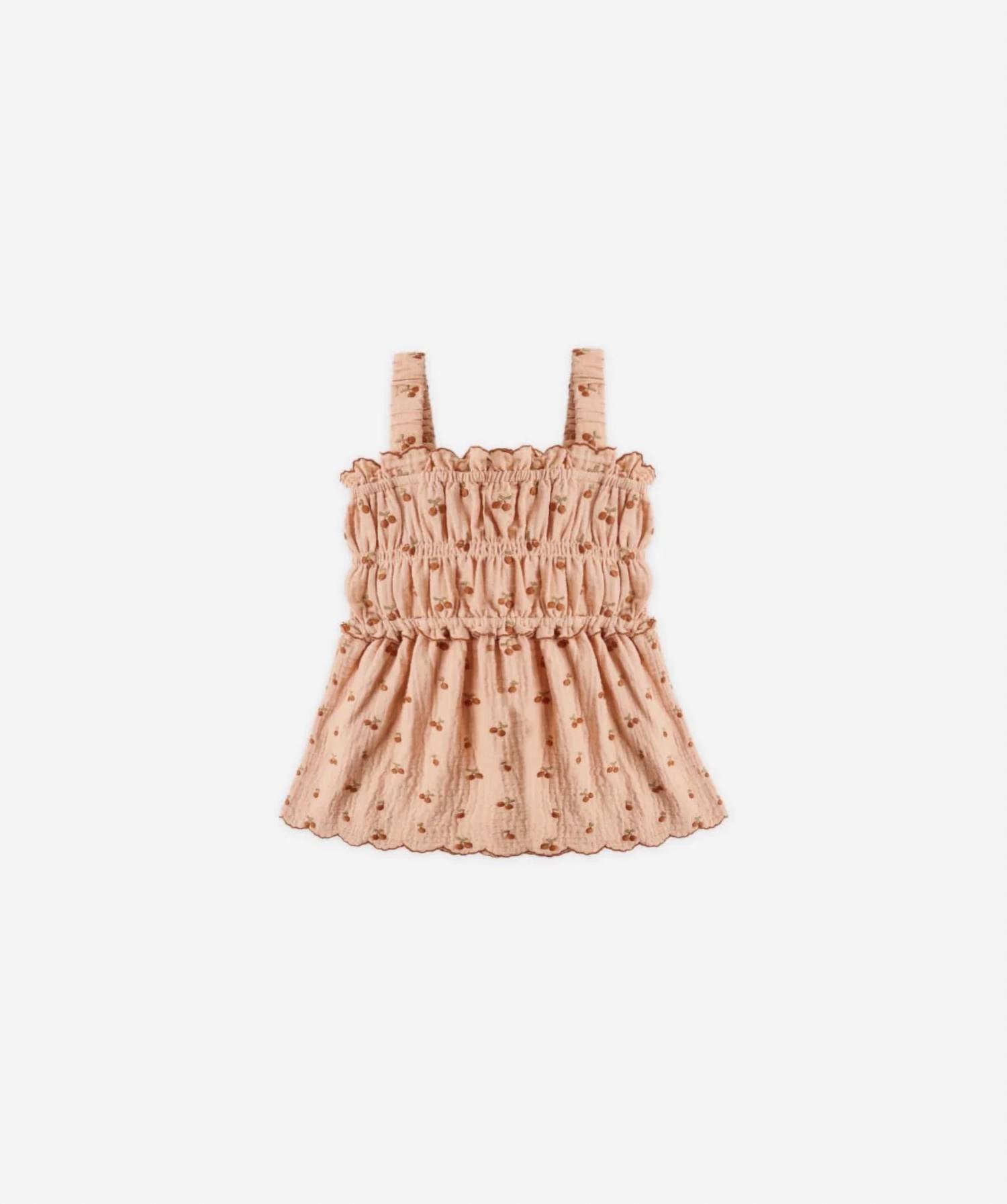 Rylee + Cru - Girl's Smocked Cherry Embroidery Tank Top