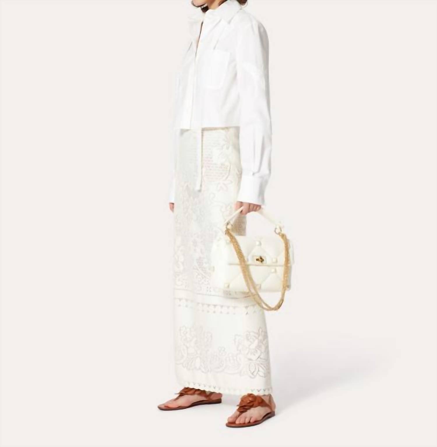 Valentino - Cotton Textured Lace Midi Skirt