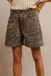 BiBi Wild Side Front Pockets Dad Shorts in leopard - women's shorts - detail view