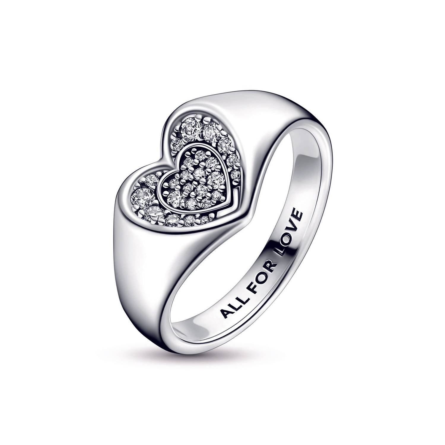 Pandora - Women's Radiant Heart Pavé Signet Ring