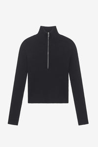 IRO Ambra Half Zip Ribbed Sweater in black - women's sweater - view 5