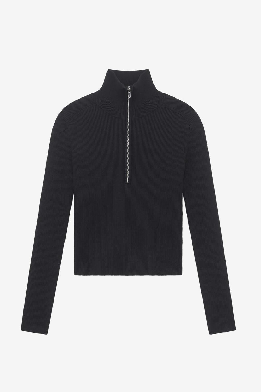 IRO Ambra Half Zip Ribbed Sweater in black - women's sweater - view 5