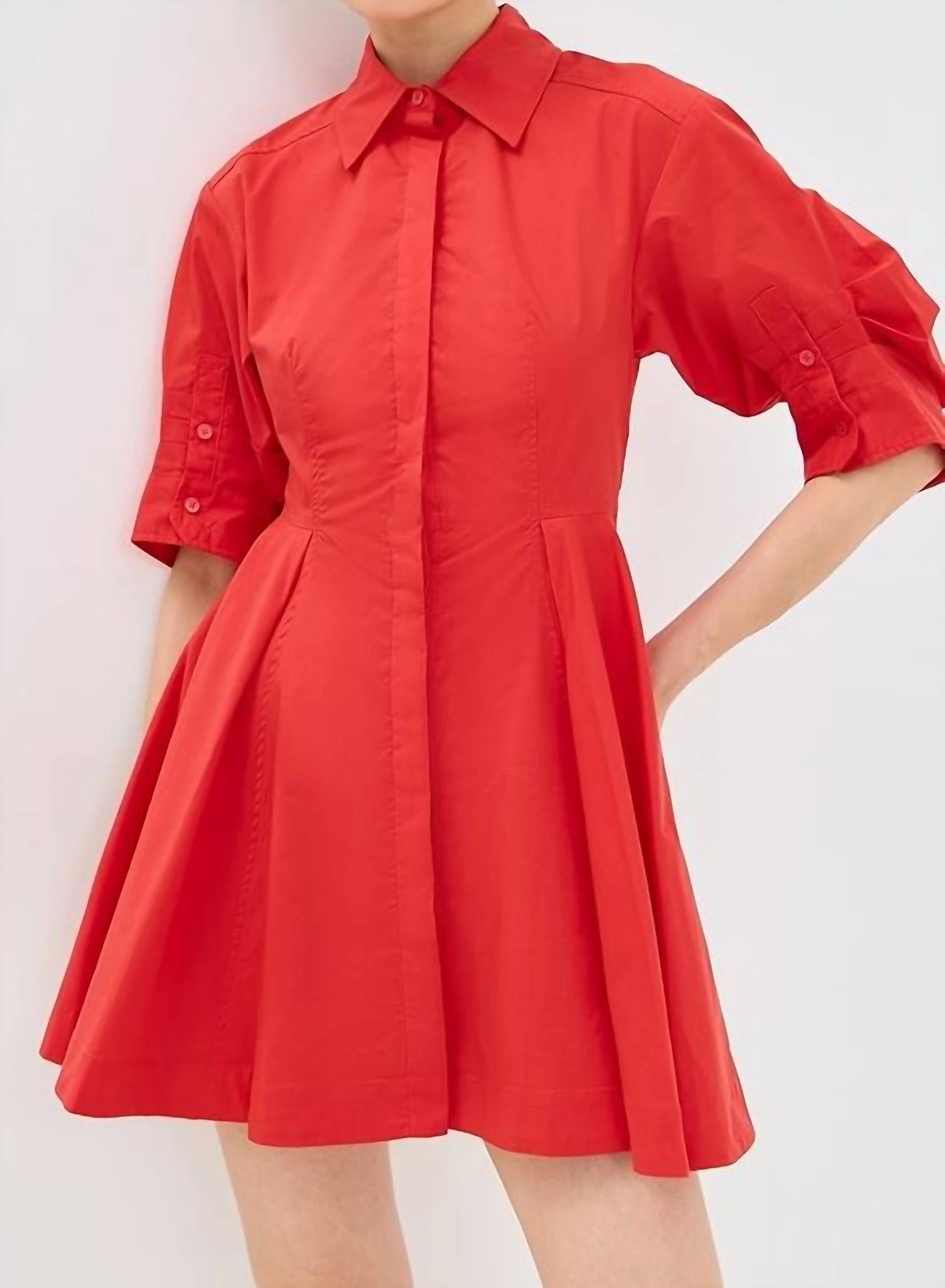 SIMKHAI Jazzie Short Sleeve Mini Dress in fiery red - women's dress