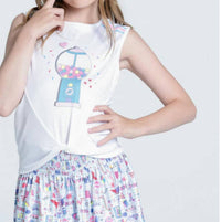 Lucky in Love Gumball Tank in love gumball tank in white - kids' tank top