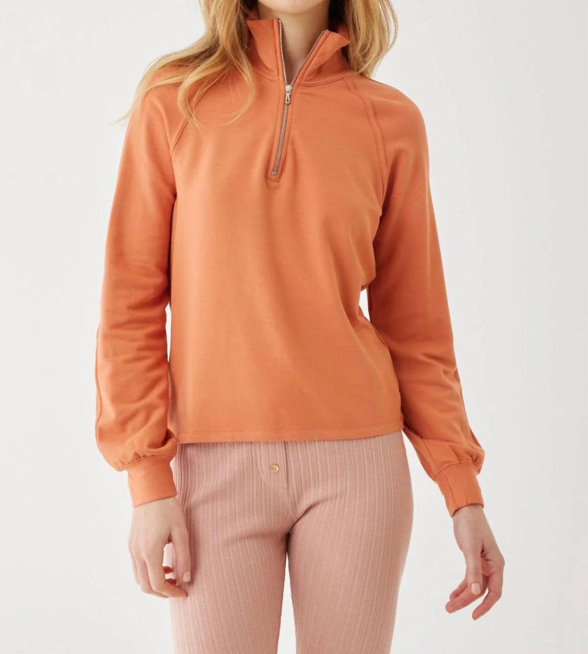 Majestic Filatures - French Terry Half Zip Mock Neck Sweater