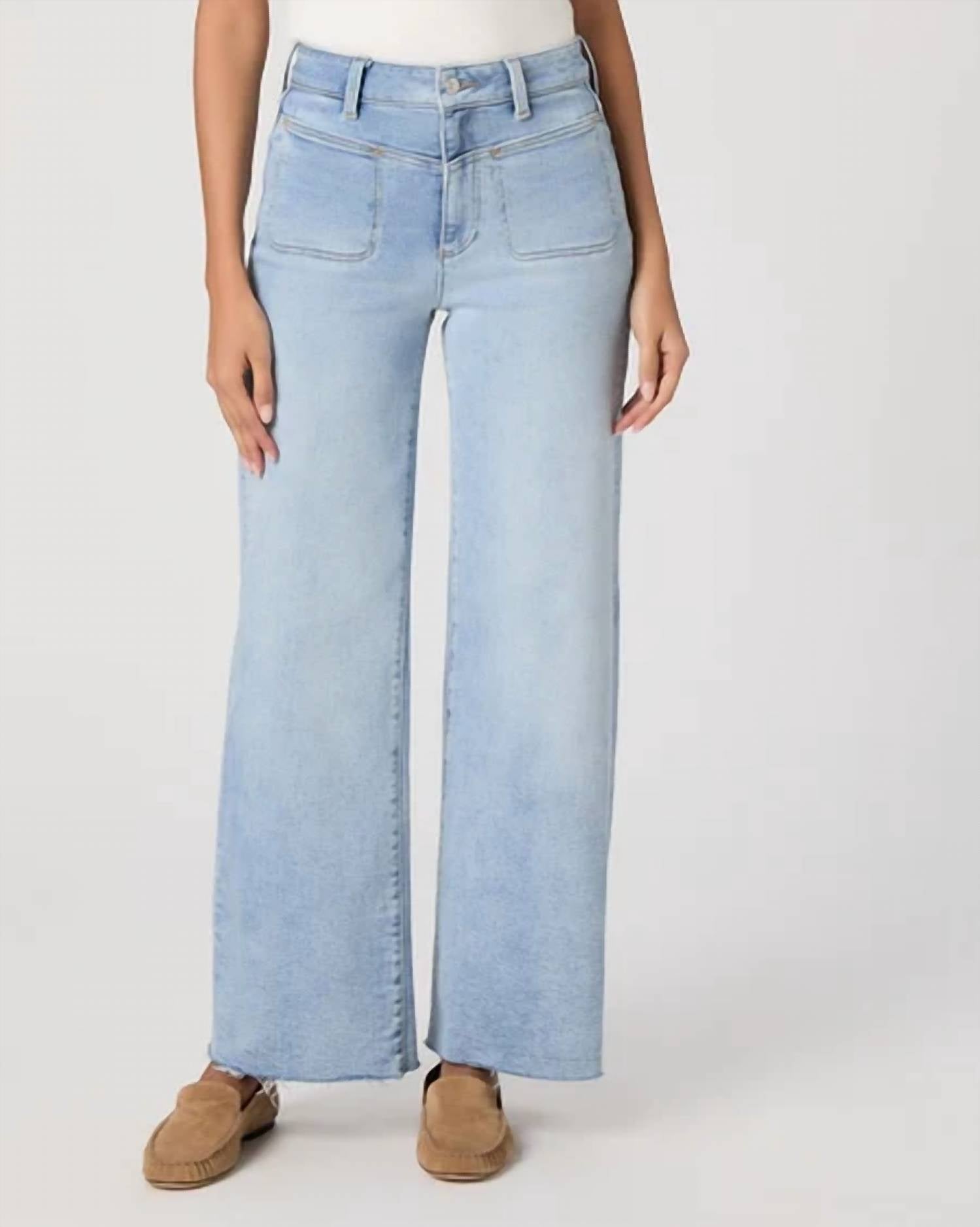 Paige - Anessa 31" Front Yoke Stitch Through Pockets Raw Hem Jeans
