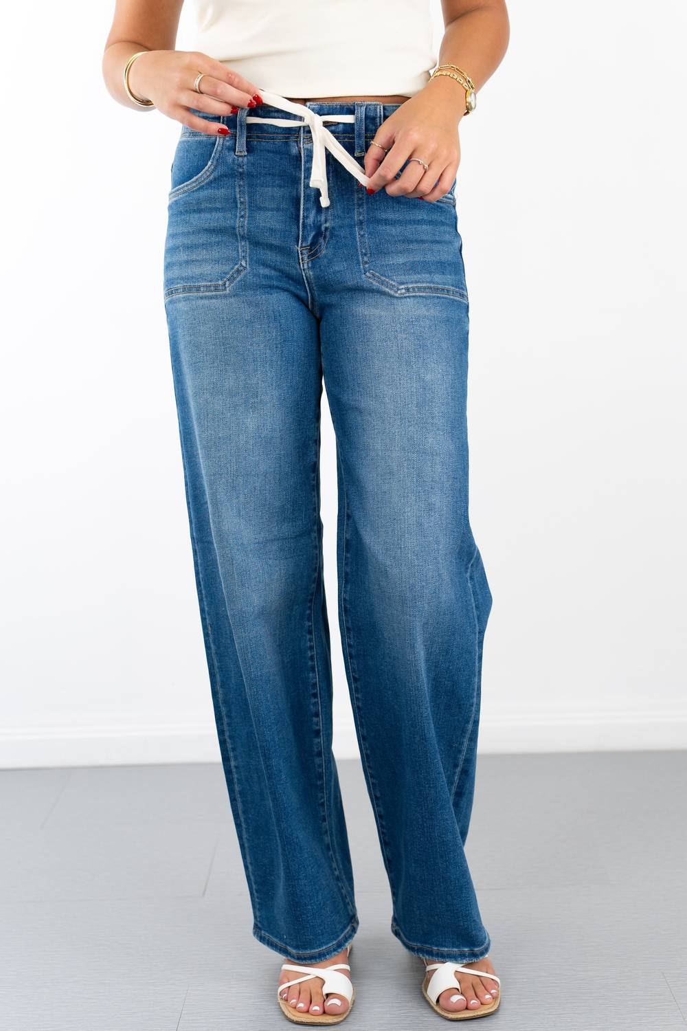 Risen - Raquel Relaxed Wide Leg Tie Jeans