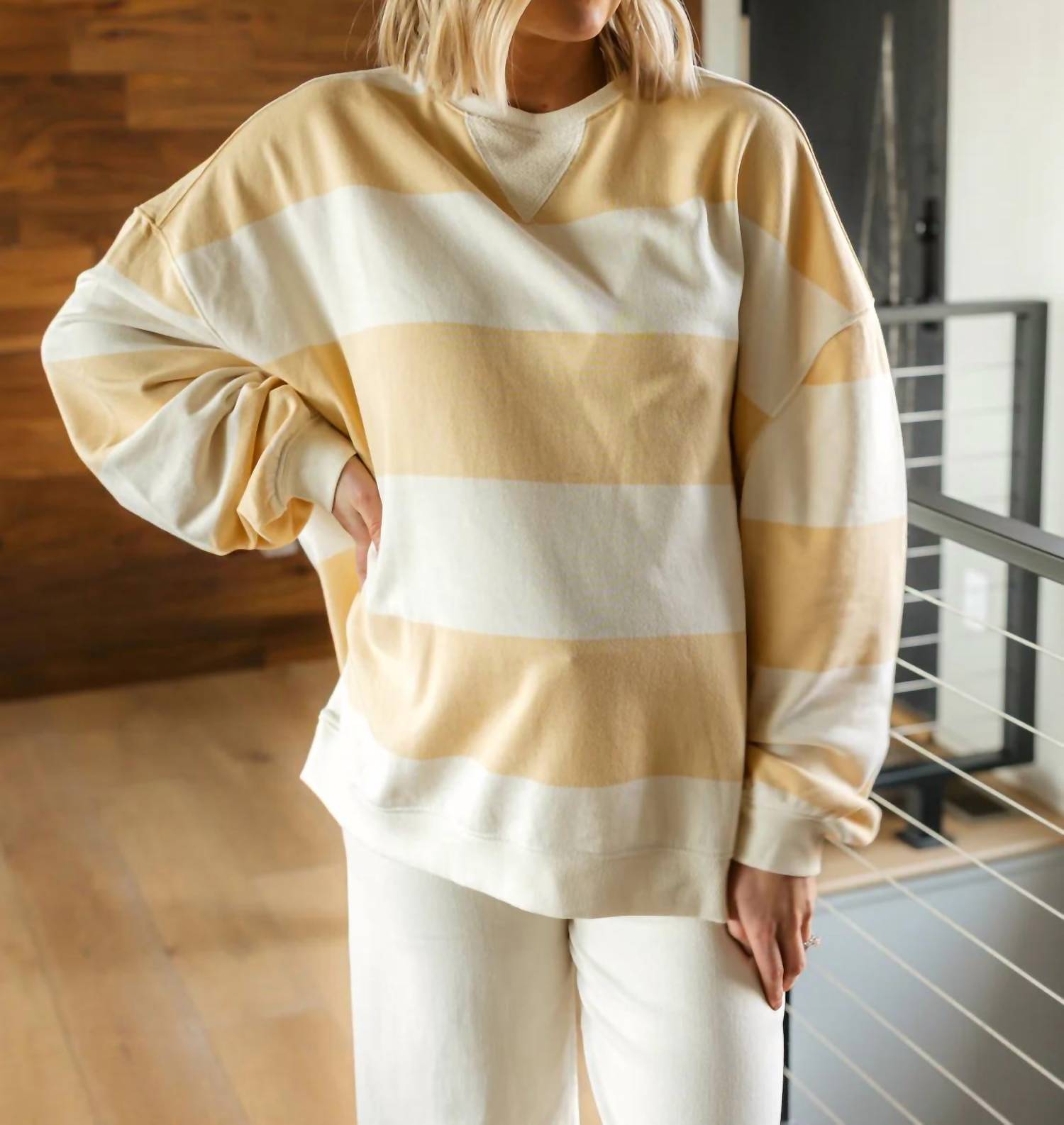 Free People - Classic Striped Oversized Crewneck Top