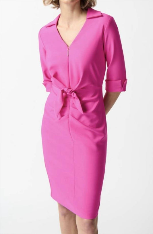 Joseph Ribkoff - 3/4 Sleeves V-neck Collared Dress