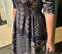 Ciebon - Ruched Puff Sleeve Midi Dress