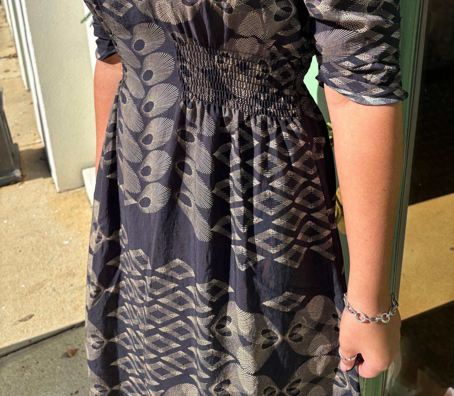 Ciebon - Ruched Puff Sleeve Midi Dress