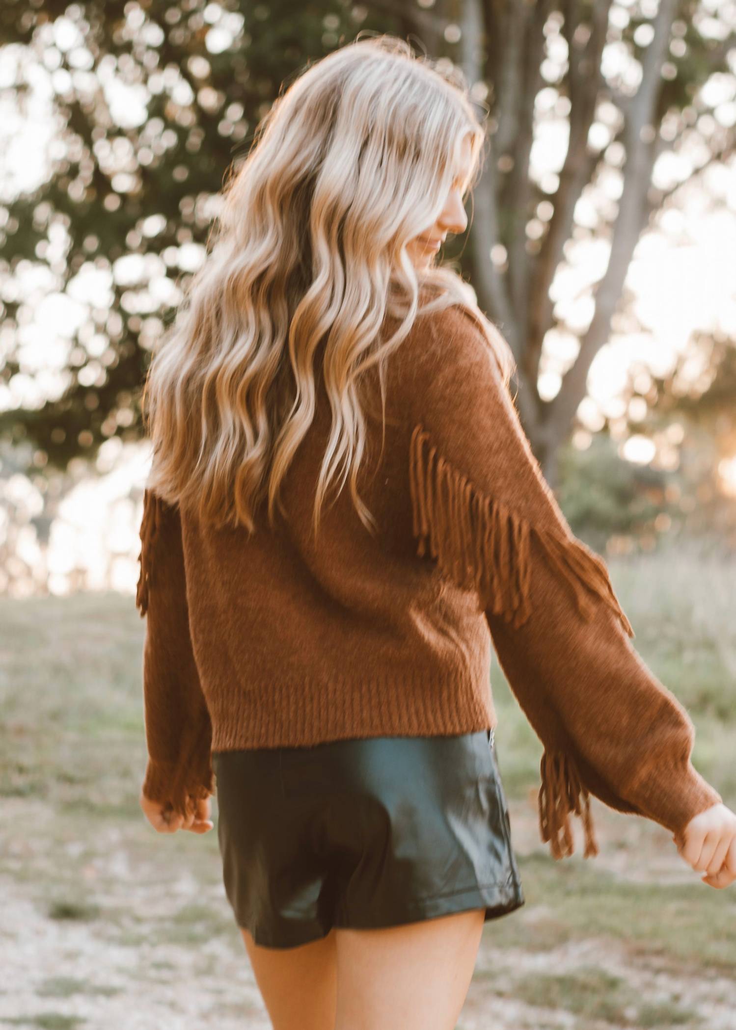 Miss Me Fringe Forever Turtleneck Sweater in brown - women's sweater - view 4