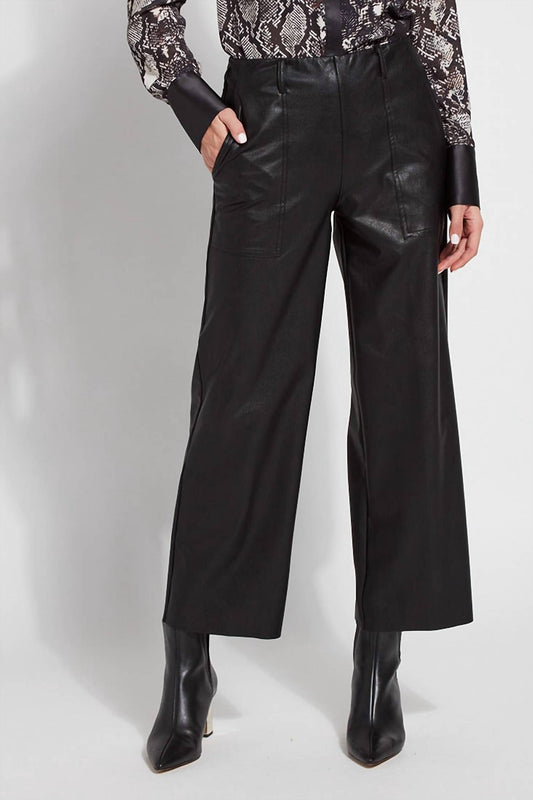 Lysse - Faux Leather Cropped Wide Leg Trousers