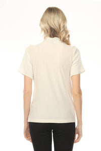 Joseph Ribkoff - Faux Wrap Short Sleeve Satin Knit Top