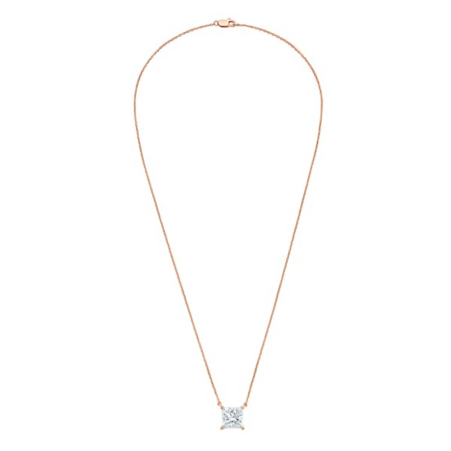 Diana M Jewels - 1.00 Ct Lab Grown Princess Cut East West Diamond Pendant Necklace