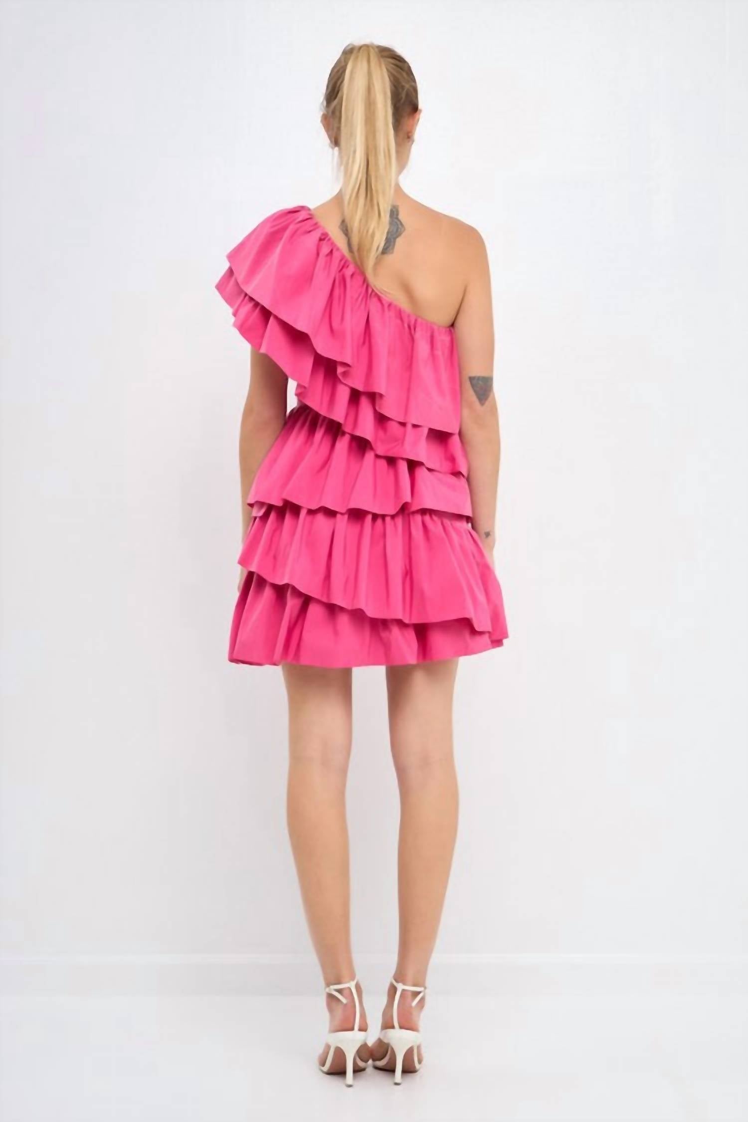 Ruffled Shoulder Mini Dress