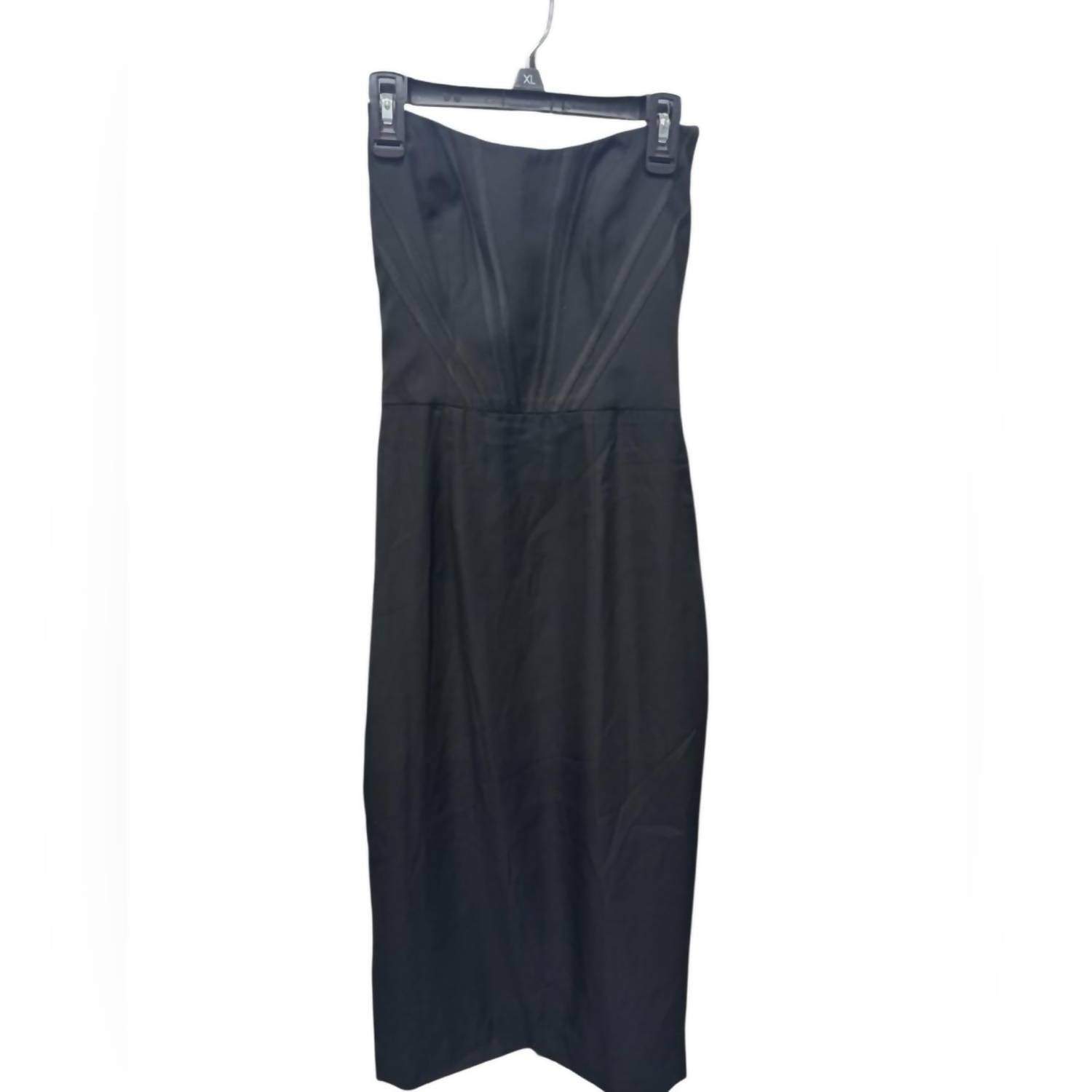DRESS THE POPULATION Corset Strapless Midi Dress in black - women's dress - detail view