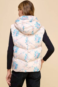 TCEC Floral Printed Vest With Hoodie in pink - women's jacket - view 4