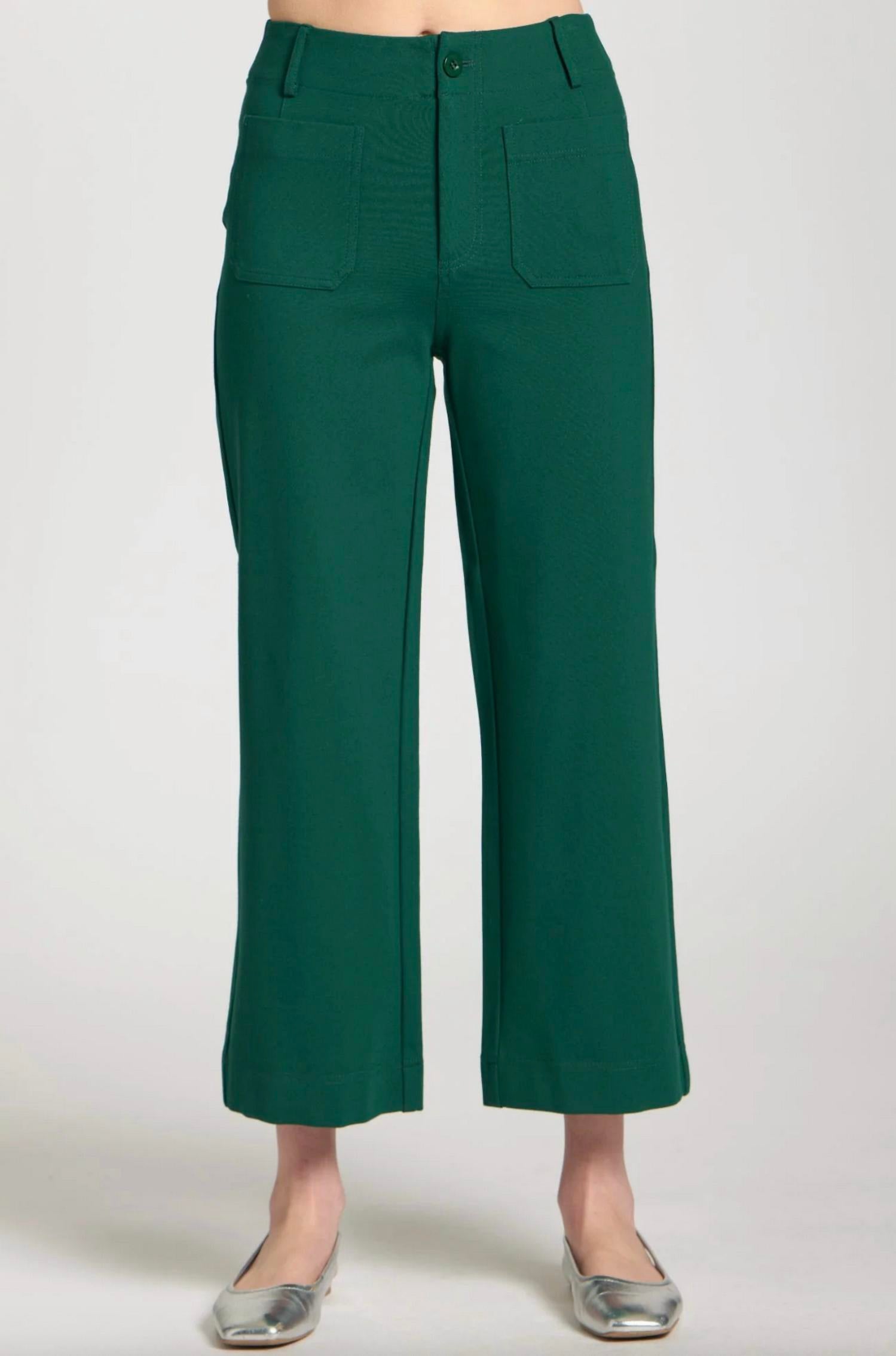 Apny - Ponte Cropped Wide Leg Pant