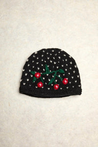By Many Hands - Cherries Noir Knit Beanie