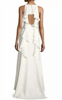 Nicole Miller - Nicole Miller Ruffle Back Crepe Formal Gown
