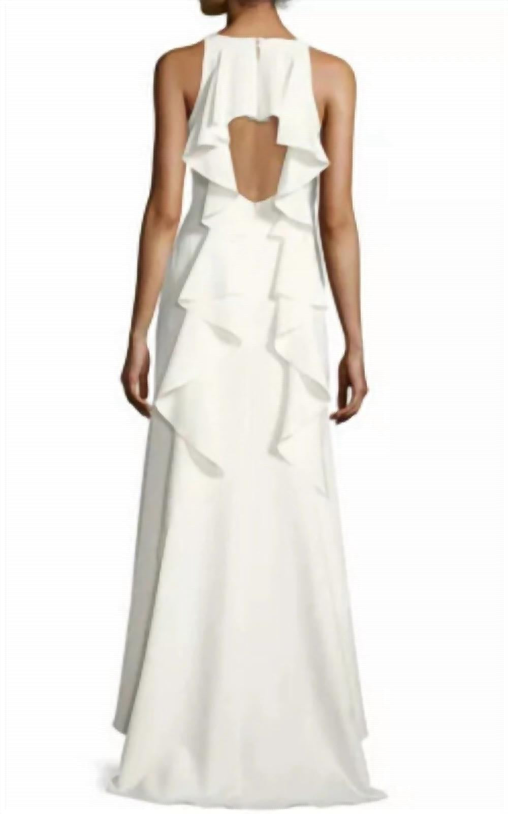 Nicole Miller - Nicole Miller Ruffle Back Crepe Formal Gown