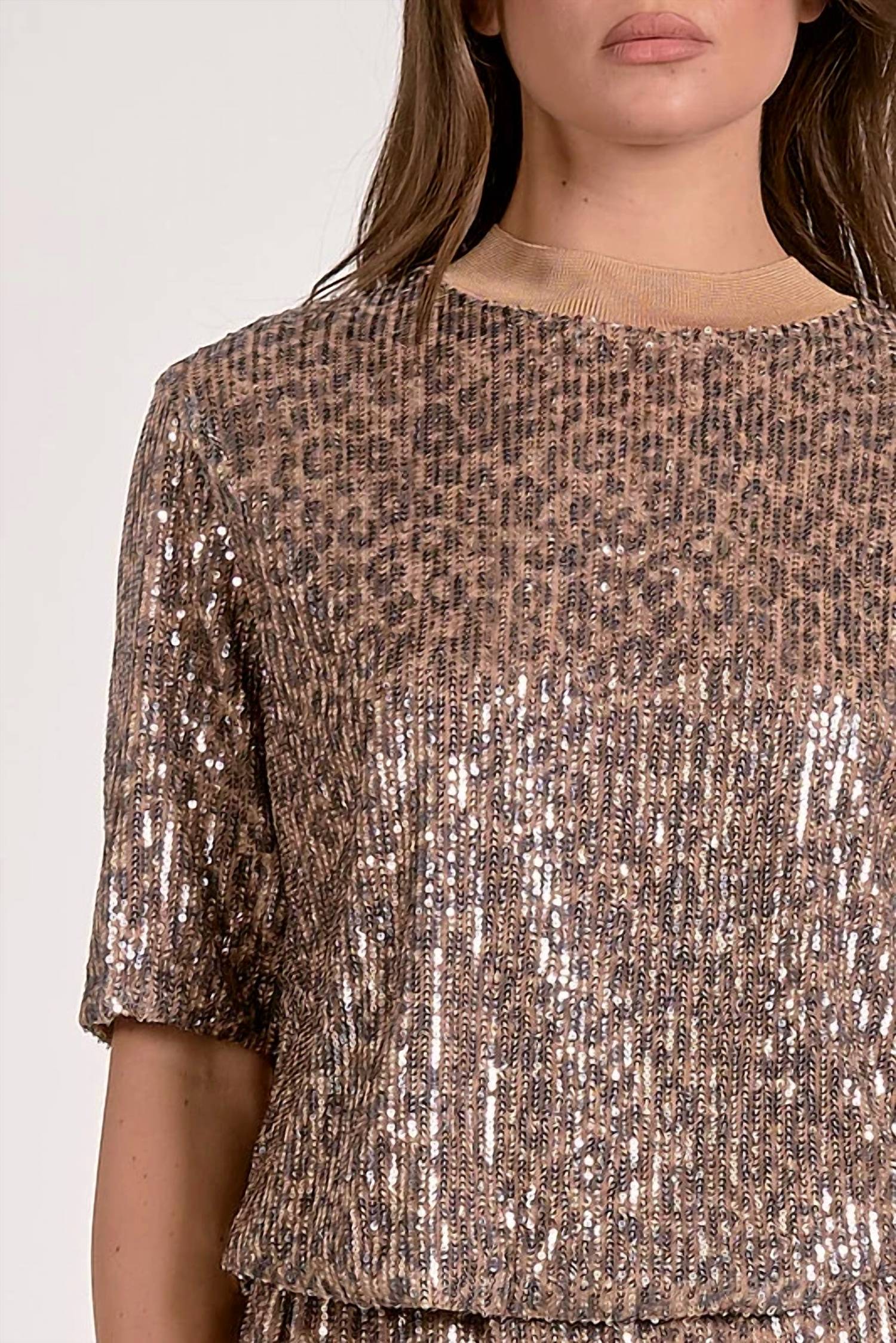 Elan - Sequin Cheetah Tee