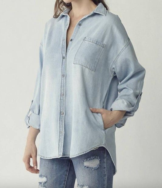 Risen - Denim Shirt Light Wash Button Down Shirt