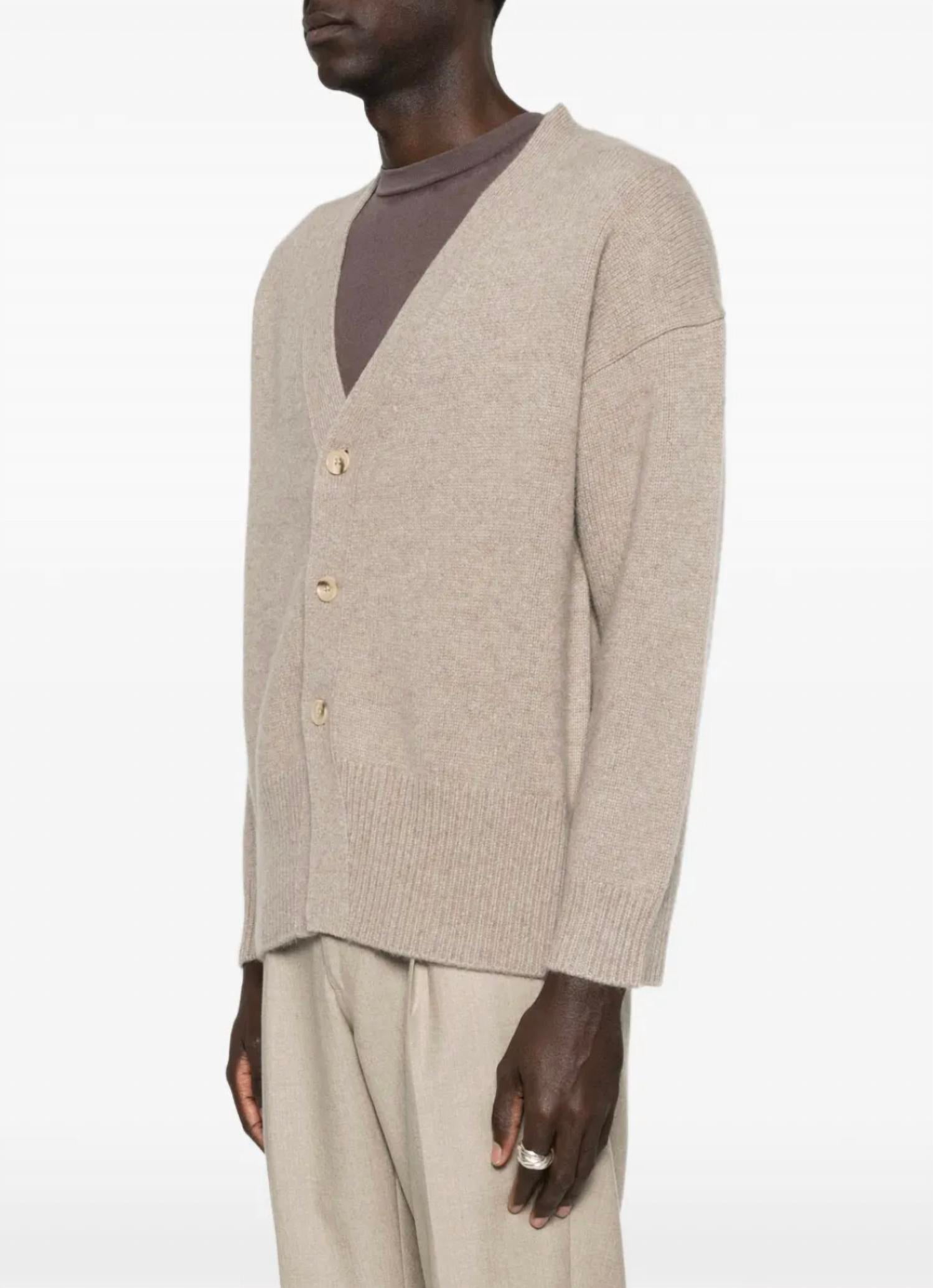 arch4 Cashmere Cedar Rise Cardigan in beige melange - men's sweater - alternate view