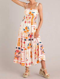 Illa Illa Printed Maxi Dress in apricot - women's dress
