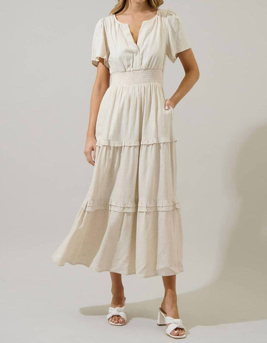 Sugarlips - Sandy Shore Palmer Linen Tiered Maxi Dress
