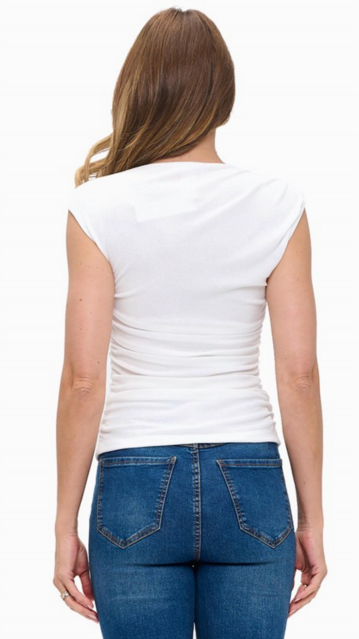 ariella Women's Ruched Top in ivory - women's tank top - alternate view