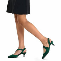 Mysoft - Women's Satin Closed Toe Slingback Heels