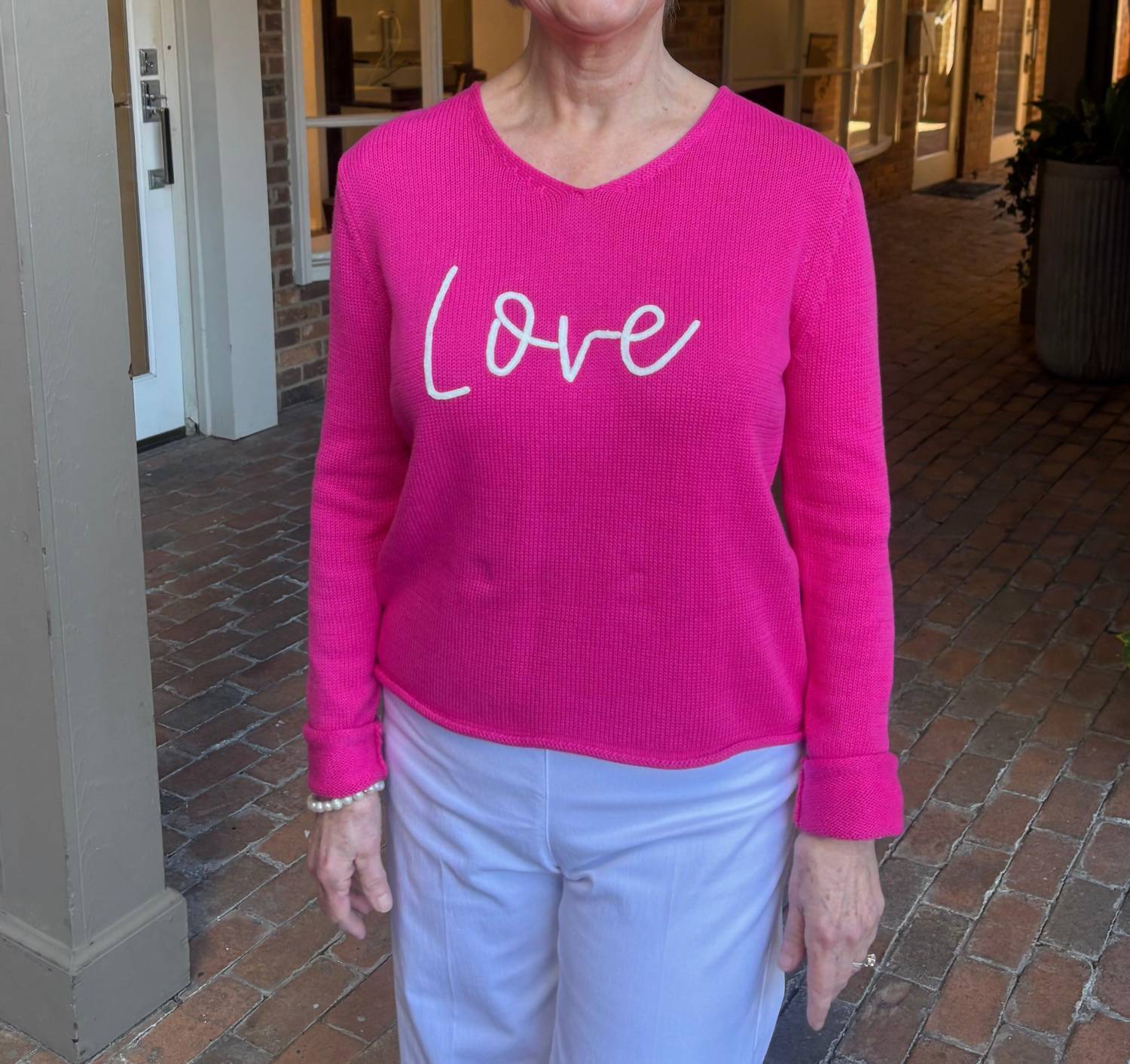 Pearls & Camo - Love V-Neck Sweater