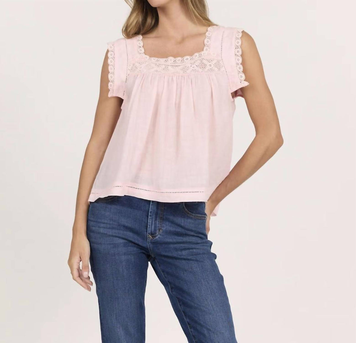 Dear John Denim - Una Square Neck Lace Trim Top