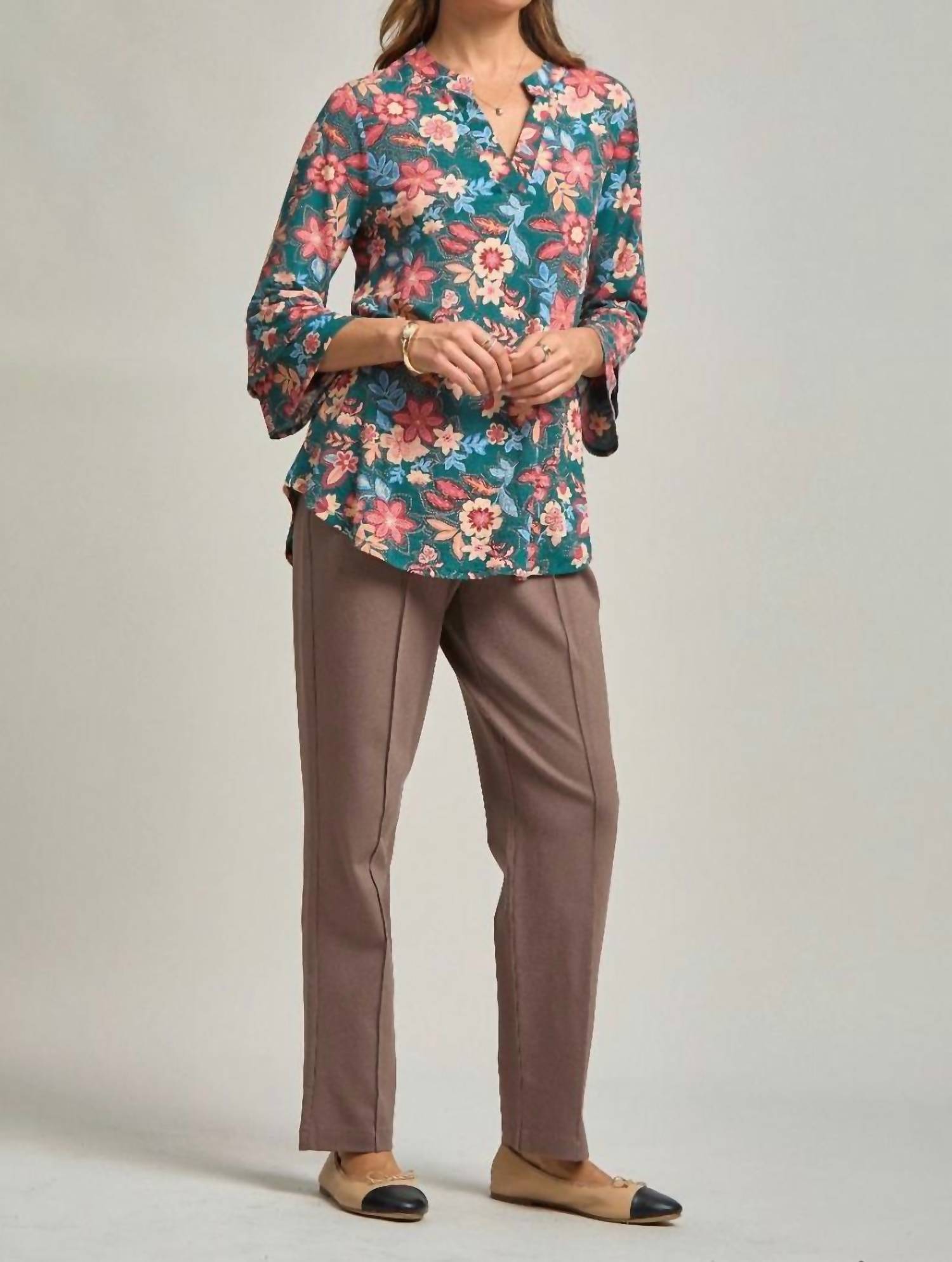 Dear Scarlett - Tiered Bell Sleeve Floral Top