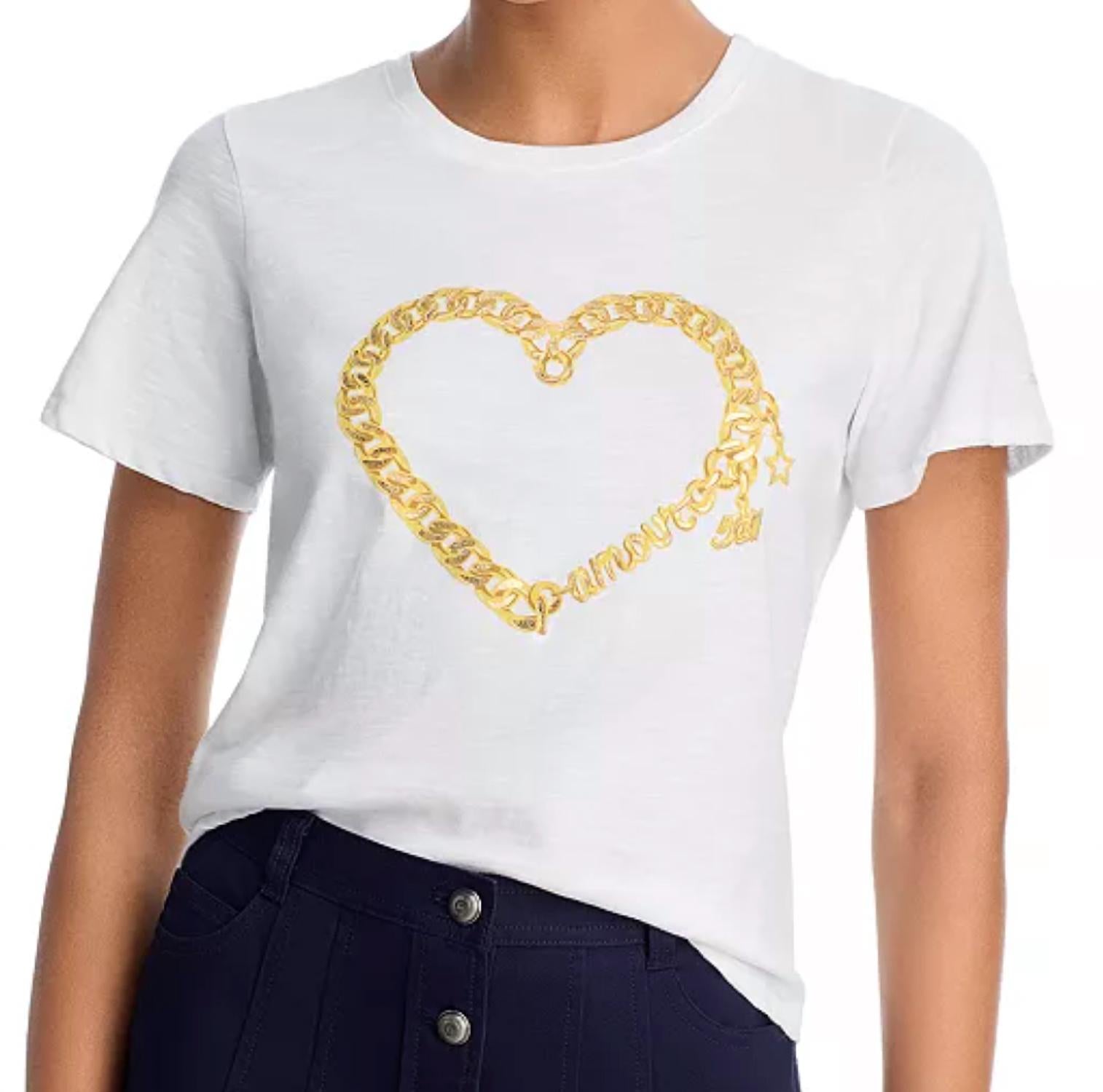 Cinq A Sept - Amour Heart Chain Shrunken Tee