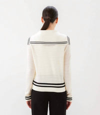 Karen Kane - Stripe Sailor Collar Cardigan Sweater