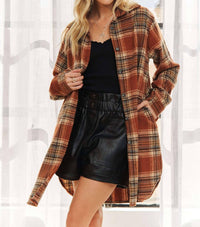 Adora - Amore Button Down Flannel Shacket - Plus