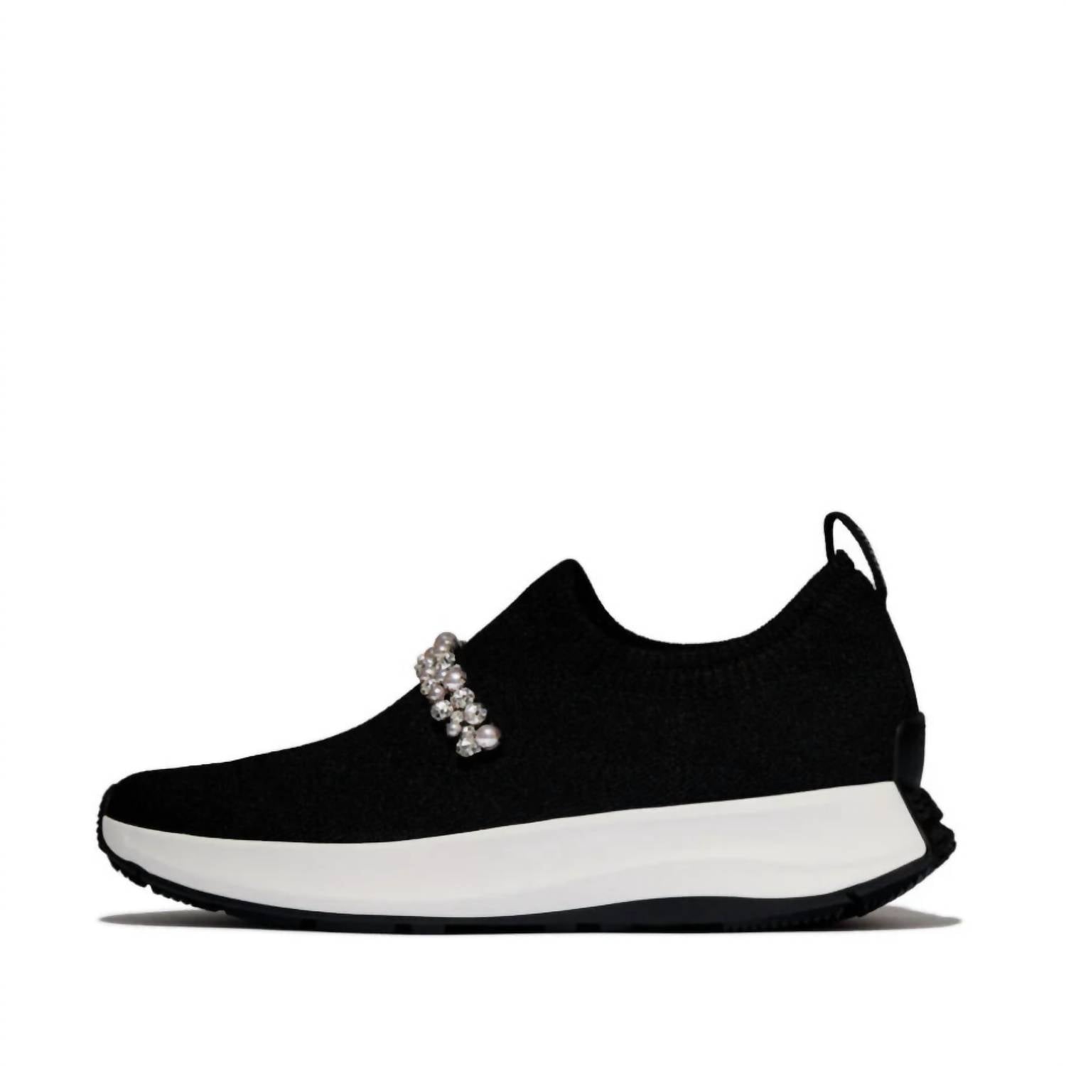 Fitflop - Women's Flow Pearls & Crystals Knit Slip-on Sneakers
