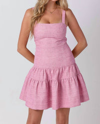 Baby Pink - Tweed Tiered Sleeveless Mini Dress