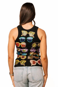 Queen Of Sparkles - Sunglasses Sleeveless Tank Top