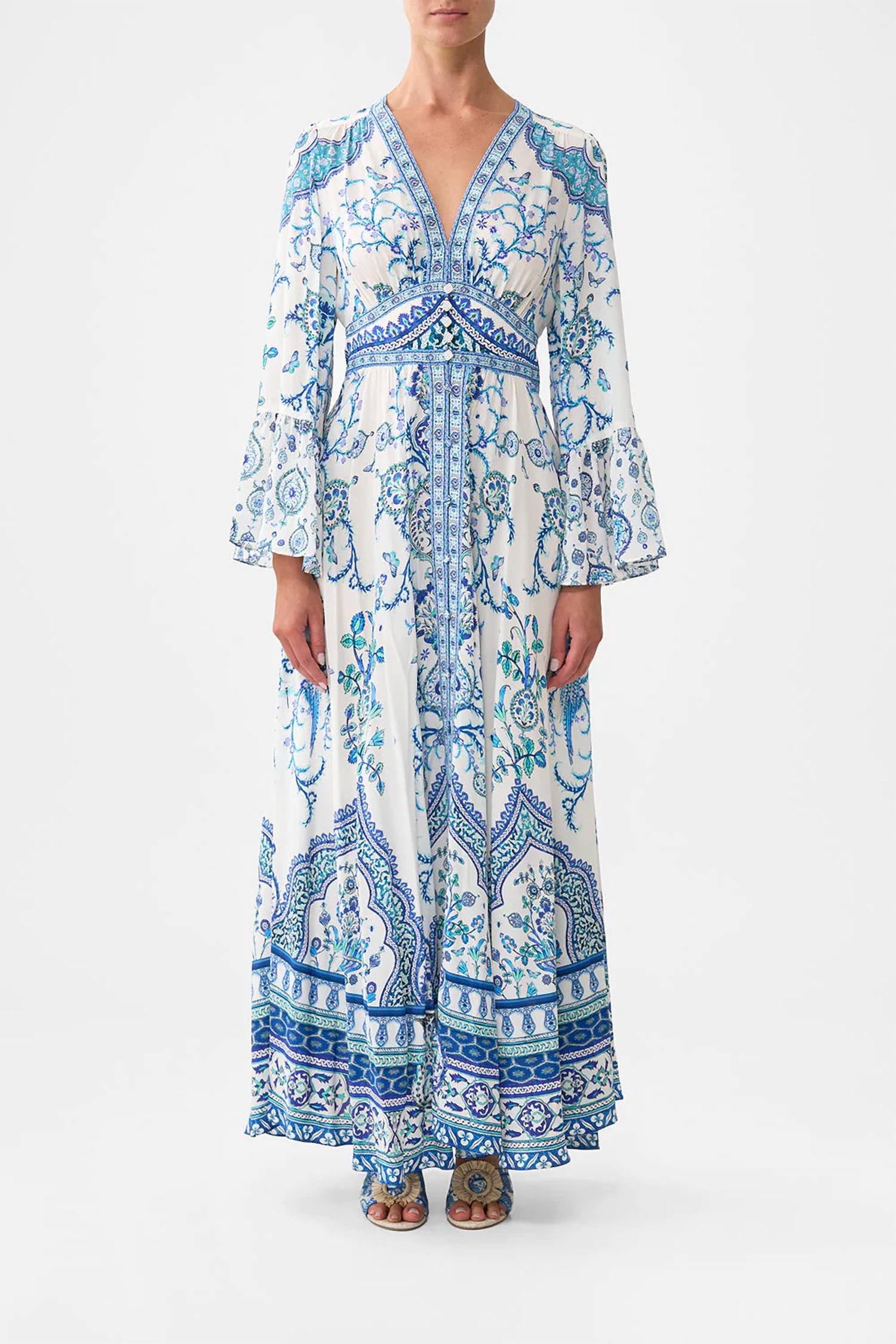Camilla - Shaped Waistband Dress With Ruffle Sleeve