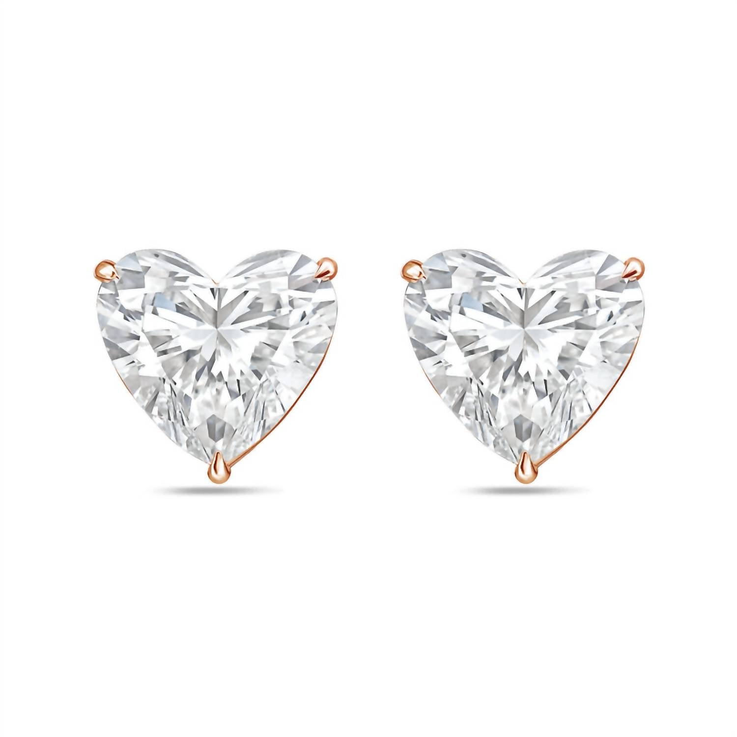 Diana M Jewels - Women's Heart Lab-grown Diamond Stud Earrings (4.00 Tcw) - Signature Plus